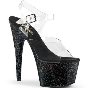 Pleaser Platform Heels- Black Glitter